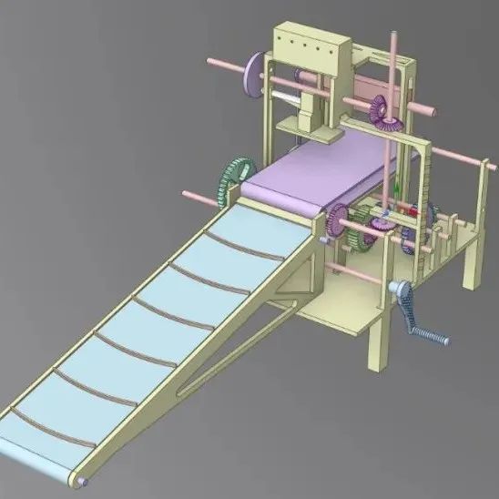 【工程机械】输送带送料冲切机结构3D图纸 x_b stp igs格式