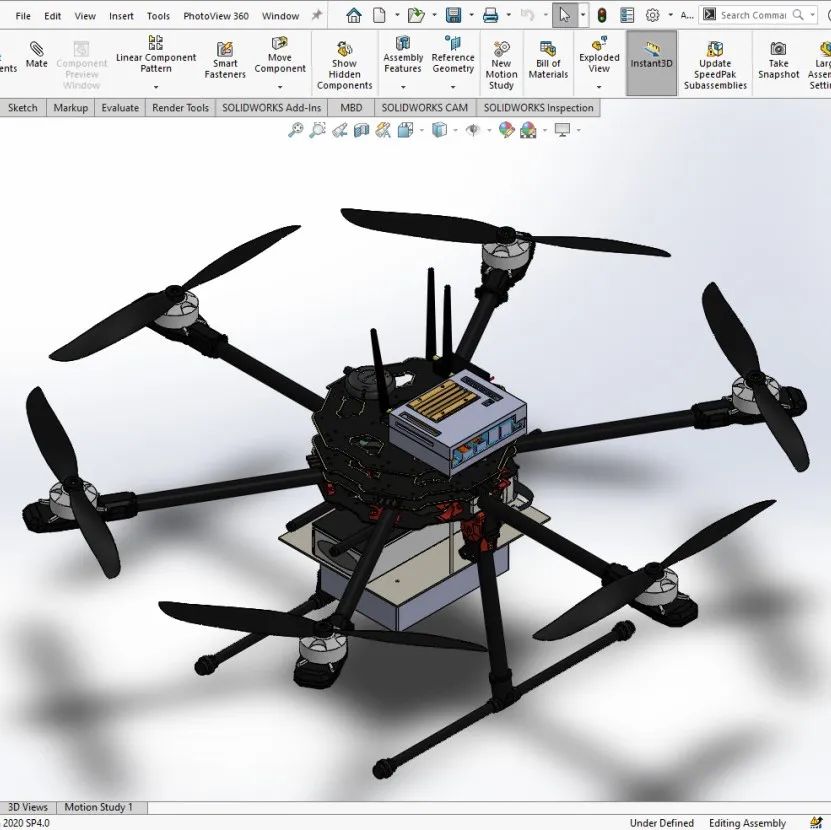 【飞行模型】Hexacopter快递无人机六旋翼飞行器3D数模图纸 Solidworks设计