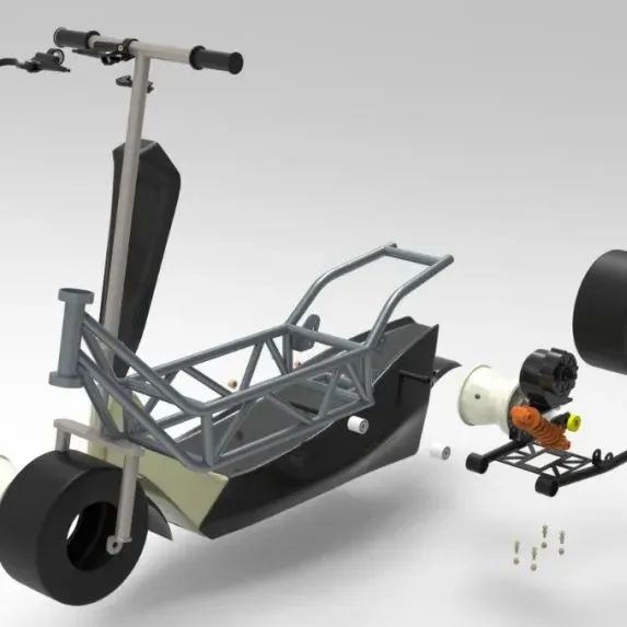 【其他车型】Electric Powered Scooter电动滑板车简易造型3D图纸 STP格式