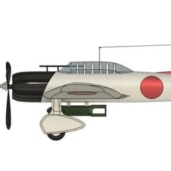 【飞行模型】Aichi D3A Val俯冲轰炸机简易模型3D图纸 STEP STL格式