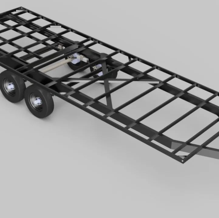 【其他车型】Flat bed trailer 10吨载重拖车3D数模图纸 STEP格式