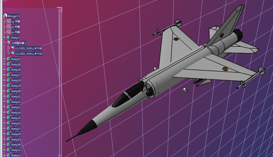 【飞行模型】mirage F1战斗机简易模型3d图纸 Step格式 科普 通用 仿真秀干货文章