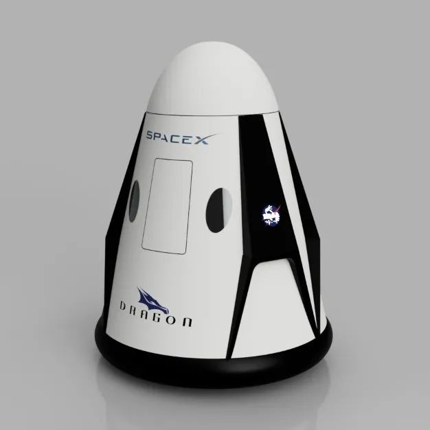 【飞行模型】SpaceX Crew Dragon龙飞船简易外形3D图纸 STEP f3d格式