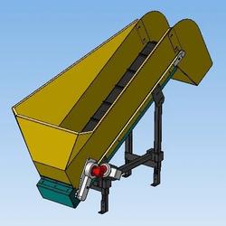 【工程机械】Elevating belt带料斗的提升带板式输送机3D数模图纸 STP格式