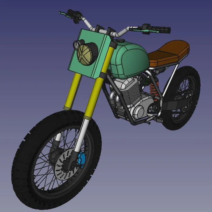 【其他车型】Scrambler Bike简易摩托车3D图纸 STEP格式