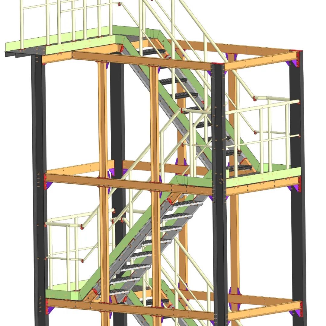 【工程机械】Silo ladder multilevel筒仓阶梯3D数模图纸 STP格式