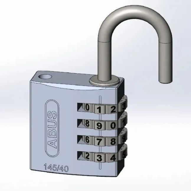 【工程机械】Combination Padlock密码挂锁3D图纸 Solidworks设计