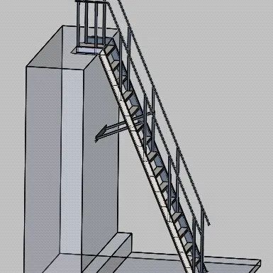 【工程机械】staircase外墙钢结构梯子3D图纸 IGS格式