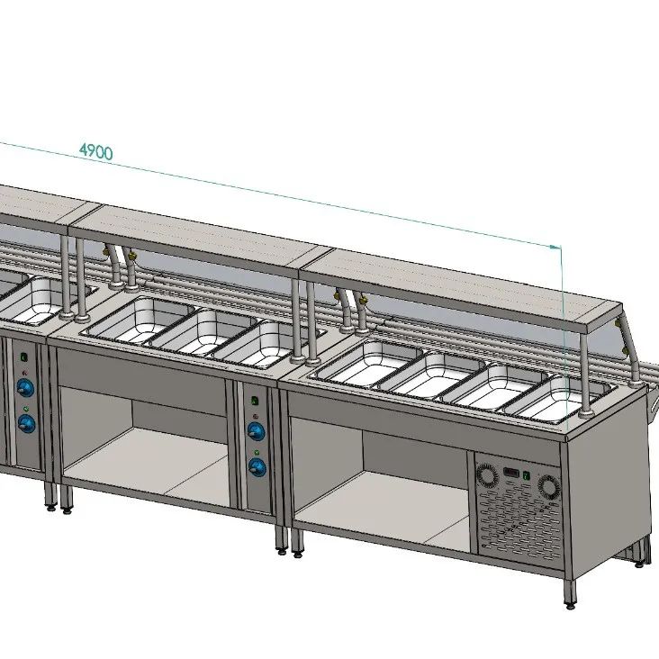 【工程机械】Service Unit餐厅打菜台3D数模图纸 x_t格式