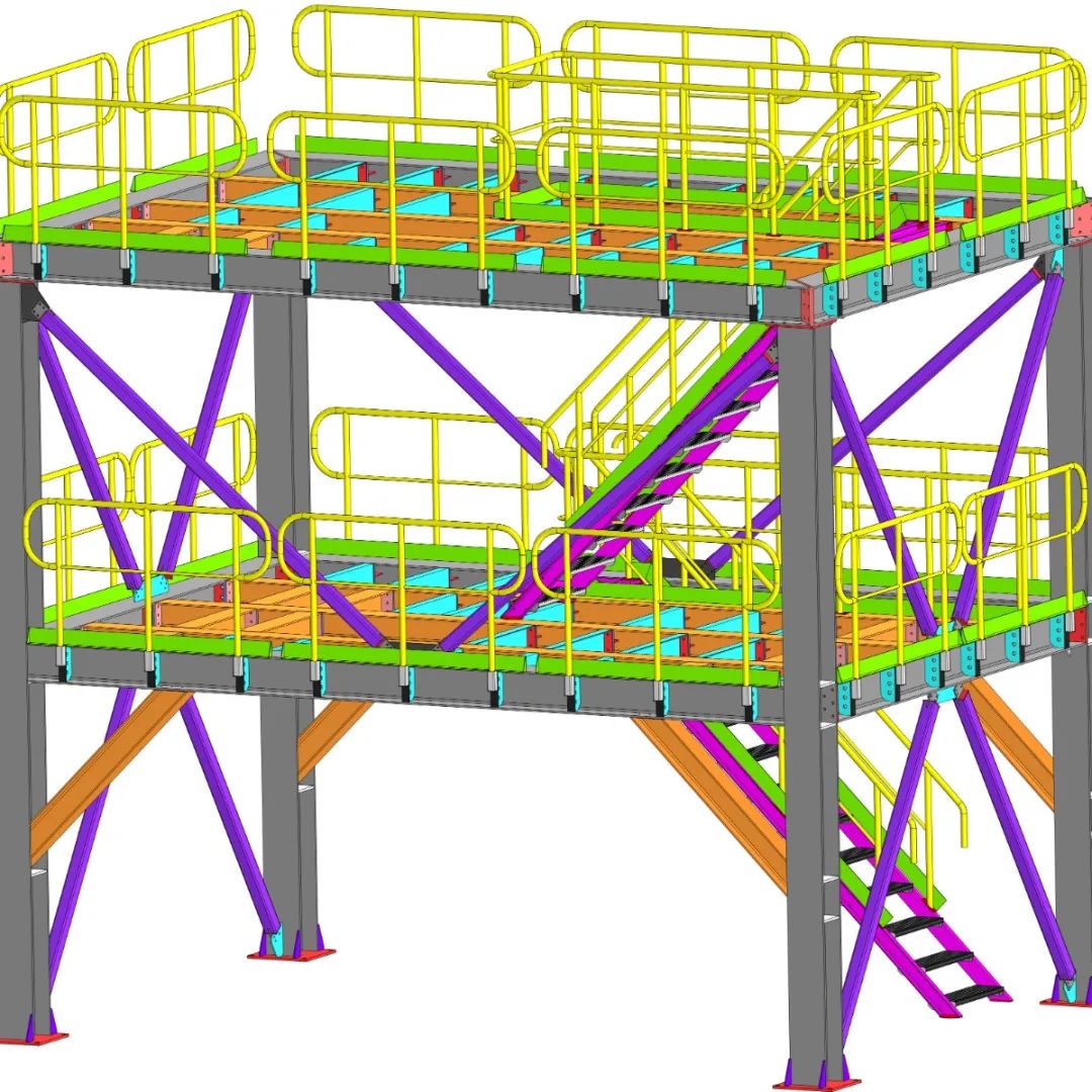 【工程机械】industrial-platform-5工厂钢结构平台3D数模图纸 STP格式