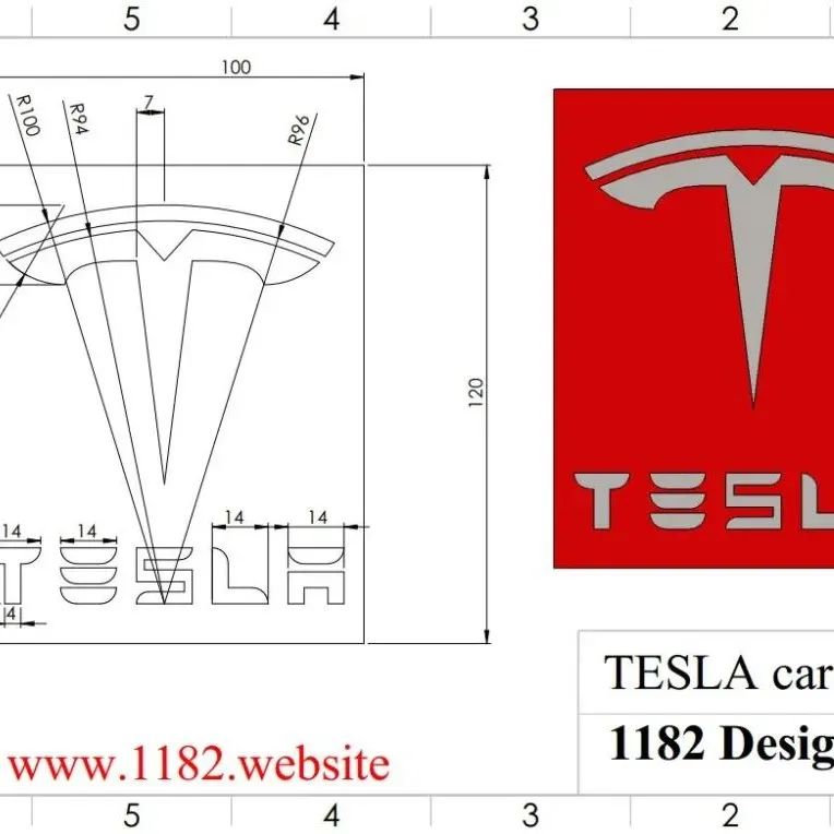 【工程机械】TESLA car logo特斯拉图标3D数模图纸 Solidworks设计