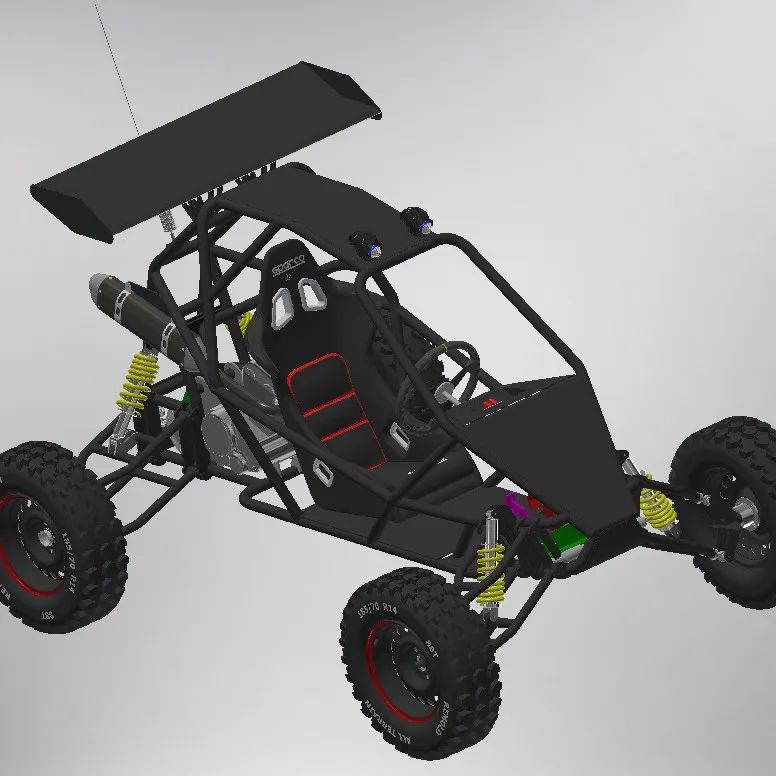【卡丁赛车】kart cross 250CC钢管车3D数模图纸 STP格式