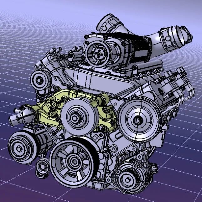 【发动机电机】supercharged-chevy-350发动机模型3D图纸 STP格式