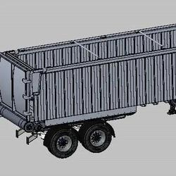 【工程机械】可独立卸载散装货车半挂车3D数模图纸 STEP IGS格式