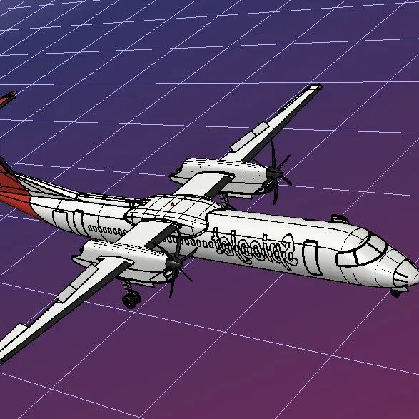 【飞行模型】Bombardier Dash Q400涡轮螺旋桨飞机3D数模图纸 STEP格式