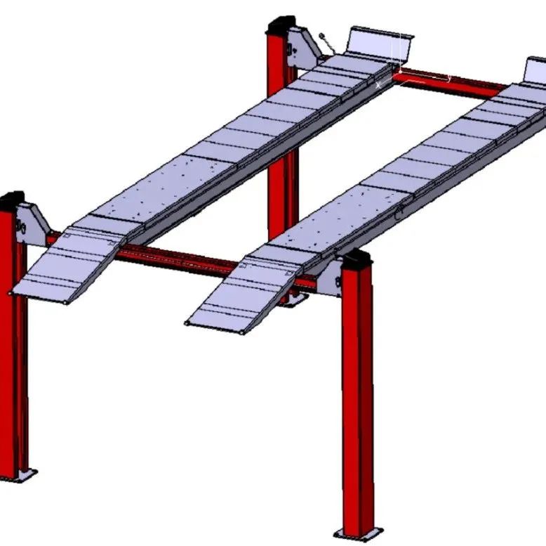 【工程机械】4 POST LIFT液压四柱举升机3D数模图纸 CATIA设计 附STP格式