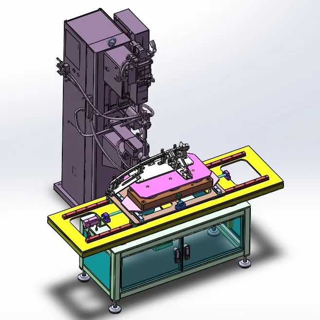 【工程机械】凸焊机送料工装治具工作台3D数模图纸 Solidworks设计