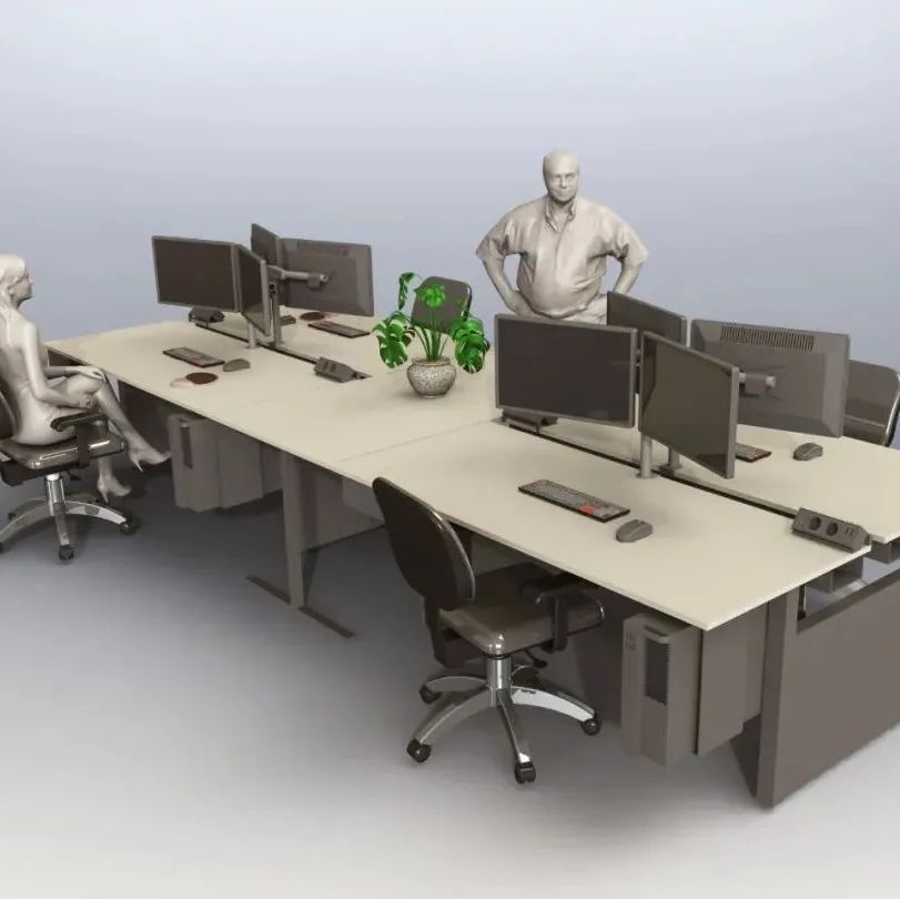【生活艺术】Computer Island办公桌椅3D数模图纸 STEP格式