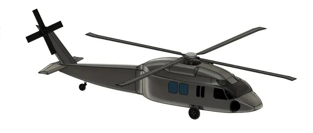 【飞行模型】Sikorsky UH-60黑鹰多用途直升机简易模型3D图纸 STEP STL格式