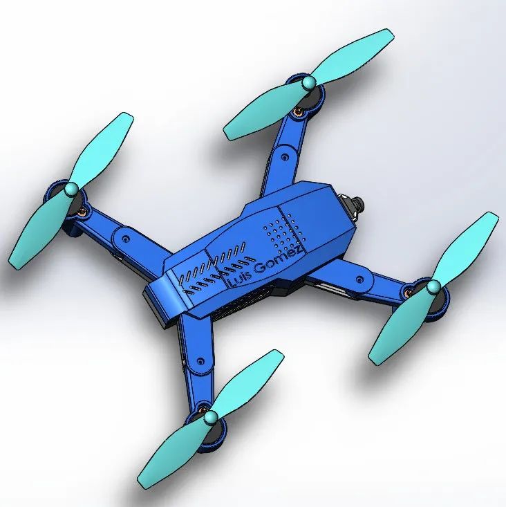 【飞行模型】drone-498四轴无人机3D数模图纸 Solidworks设计