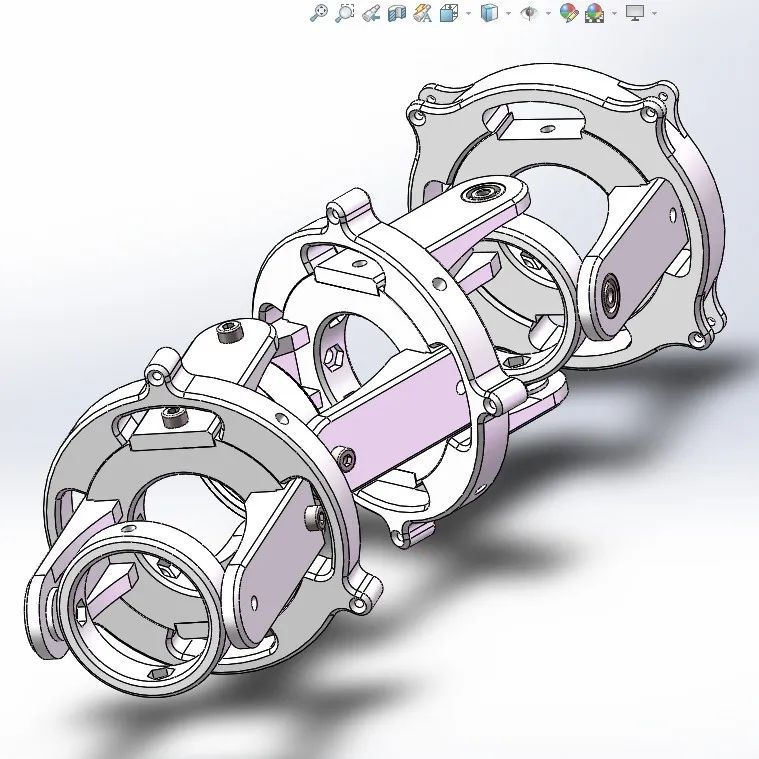 【工程机械】欠驱动模块化机械臂骨架3D数模图纸 Solidworks设计