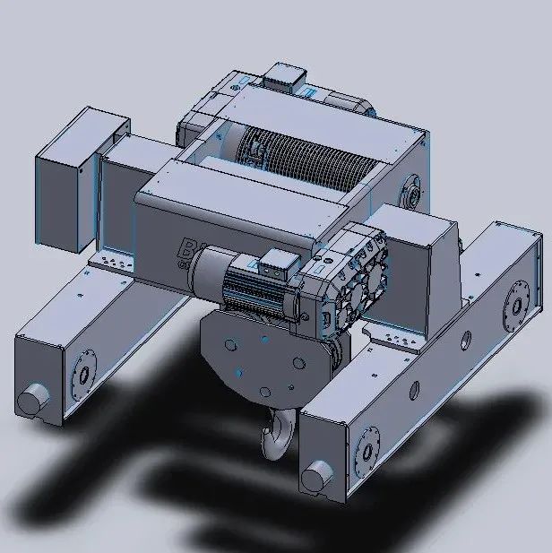 【工程机械】Crab hoist 50 ton双梁桥式起重机3D数模图纸 STEP格式