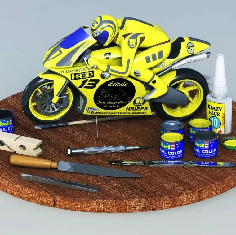 【其他车型】摩托赛车摆件模型及工具3D数模图纸 Solidworks设计