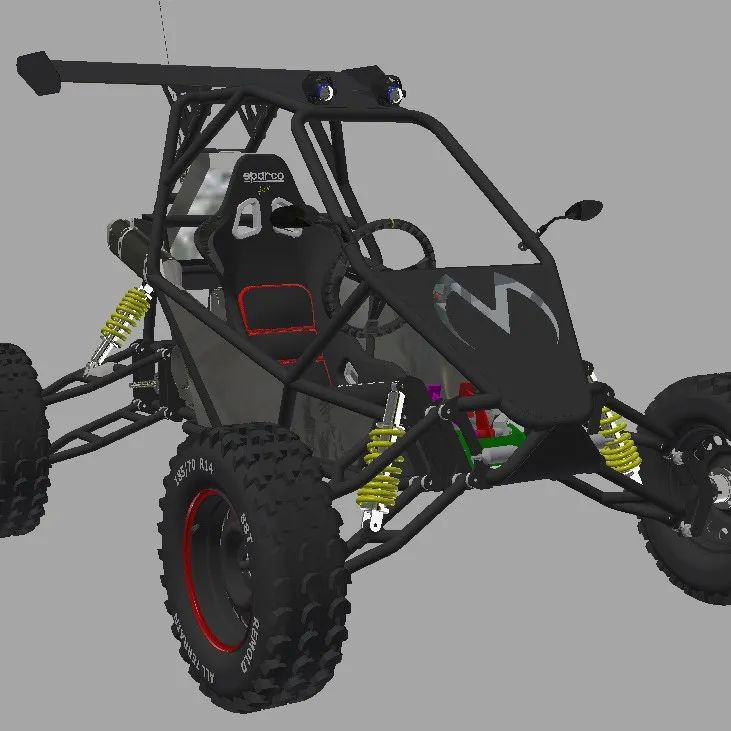 【卡丁赛车】kart cross 250CC BLACK单座钢管车3D数模图纸 STP格式