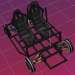 【卡丁赛车】Kart Model双座卡丁车底盘结构3D图纸 STEP格式