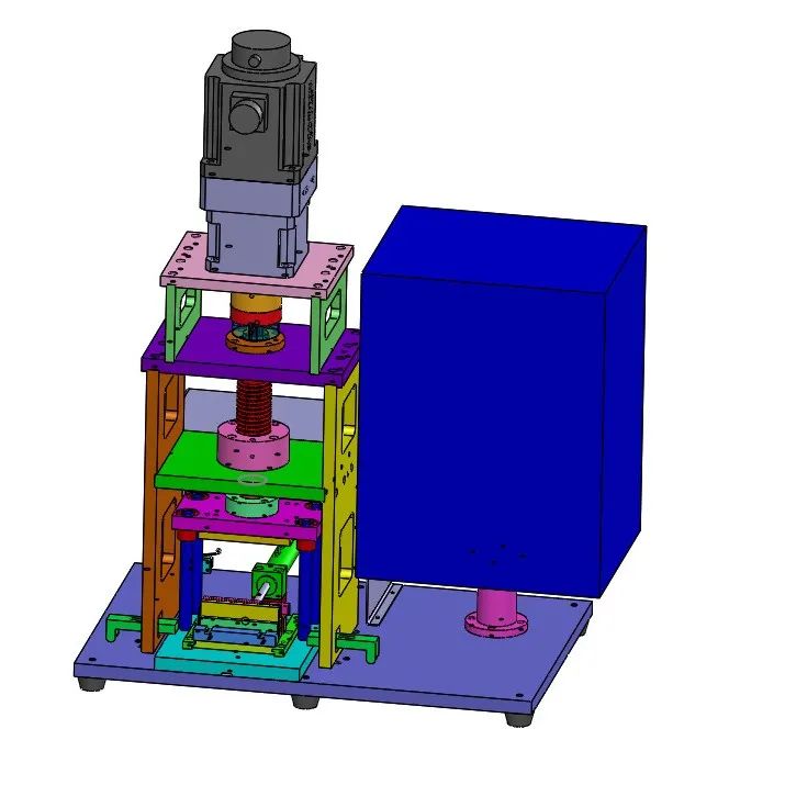 【非标数模】大扭力带变速箱压合机3D数模图纸 Solidworks设计