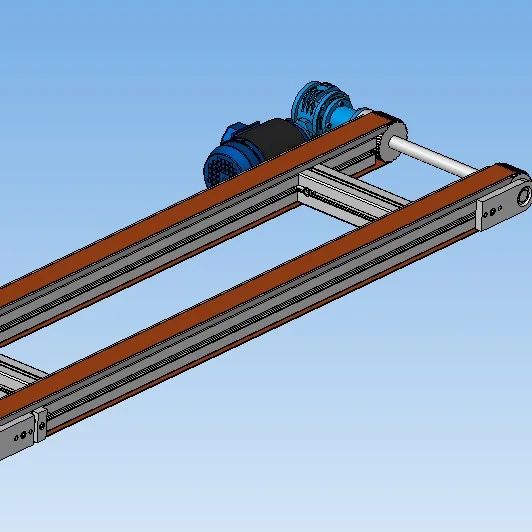 【工程机械】带齿带的双轨输送机3D数模图纸 STP格式
