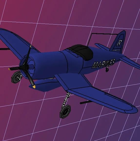 【飞行模型】Vought F4U二战战斗机简易模型3D图纸 STEP STL格式