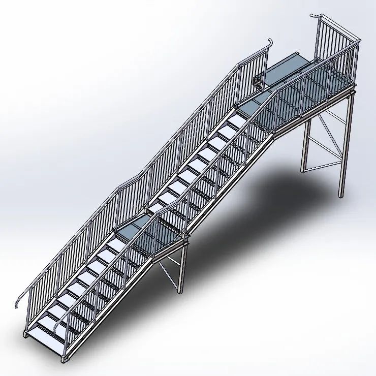 【工程机械】Staircase楼梯天桥梯结构3D图纸 IGS格式