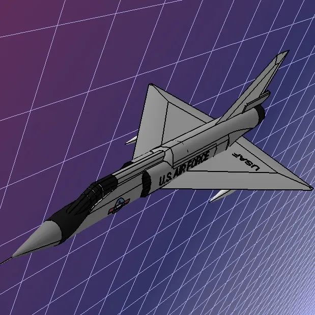 【飞行模型】Convair F-106战斗机简易模型3D图纸 STEP STL格式