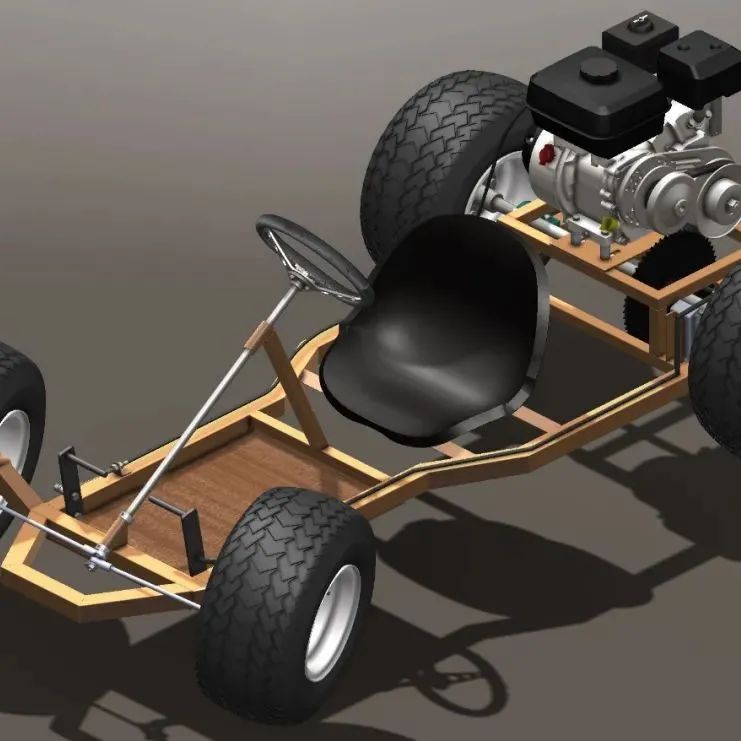 【卡丁赛车】Big Wheel Go Kart 卡丁车结构3D图纸 STEP格式