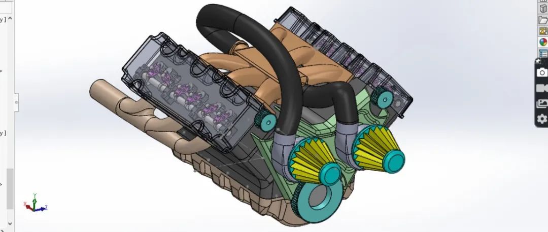 【发动机电机】V6 CAR ENGINE发动机简易结构3D图纸 Solidworks设计