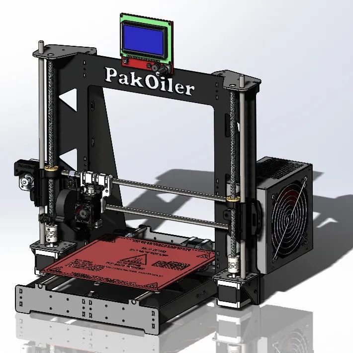 【工程机械】PakOiler 3D打印机结构模型图纸 Solidworks设计