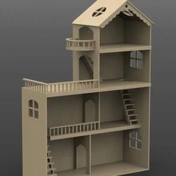 【生活艺术】Wood Dollhouse木制玩具屋3D数模图纸 Solidworks设计