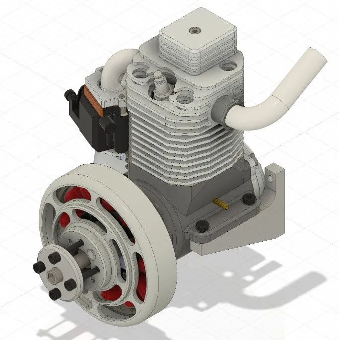 【发动机电机】ROTO 35FS AL单缸四冲程风冷汽油内燃机3D数模图纸