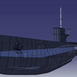 【海洋船舶】submarine-69潜艇简易造型3D图纸 STP格式