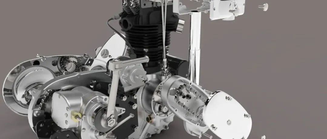 【发动机电机】Rudge 500cc摩托车发动机模型3D图纸 Solidworks设计 附IGS