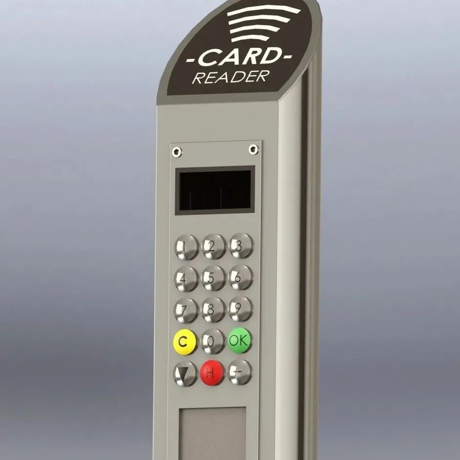 【工程机械】Card Readar Post读卡器柱3D数模图纸 STEP格式
