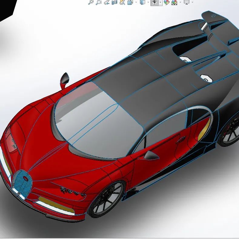 【汽车轿车】bugatti chiron布加迪凯龙造型简易模型3D图纸 Solidworks设计