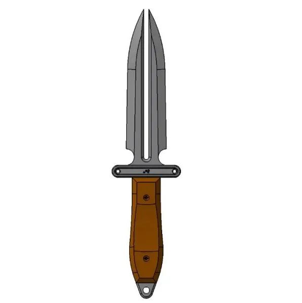【武器模型】Messer 30开叉匕首3D数模图纸 STP格式
