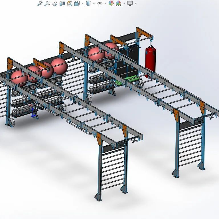 【工程机械】GymRax体操运动健身设备3D数模图纸 Solidworks设计