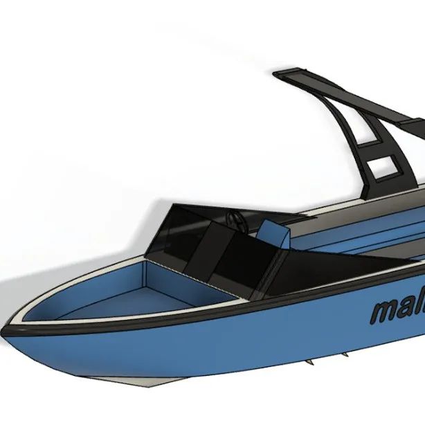 【海洋船舶】Malibu Wakesetter游艇简易模型3D图纸 STEP格式