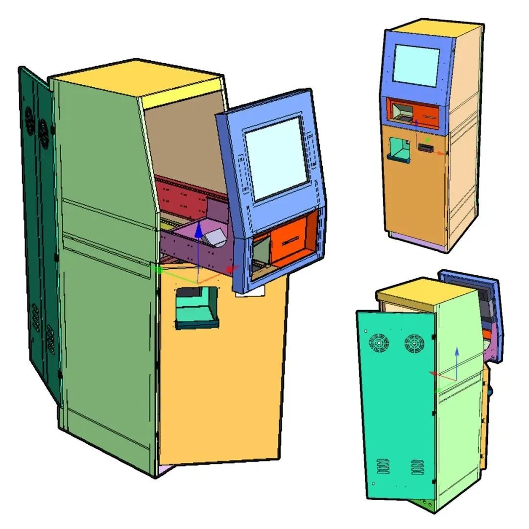 【工程机械】kiosk自助售票机结构3D图纸 STP格式