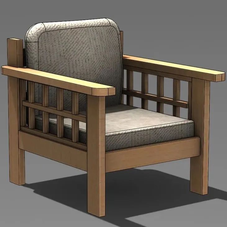 【生活艺术】wooden-furniture沙发椅3D数模图纸 Solidworks设计