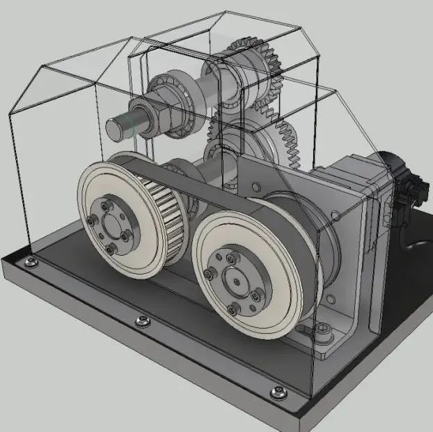 【工程机械】驱动装置（伺服电机和皮带）3D数模图纸 STP格式 附工程图