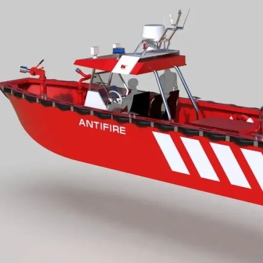 【海洋船舶】HDPE fire boat消防艇船艇模型3D数模图纸 RHINO设计 附STP格式